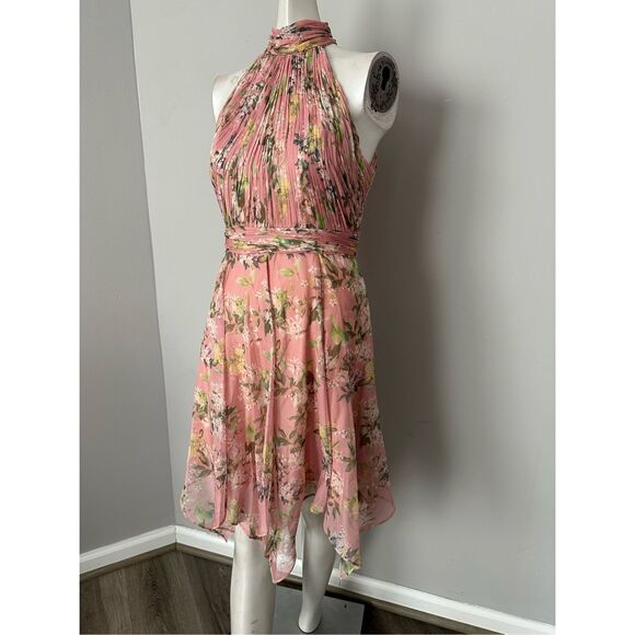 NWOT IEENA FOR MAC DUGGAL Pleated Halter Neck Floral Dress Size 0 $258 - Picture 5 of 11